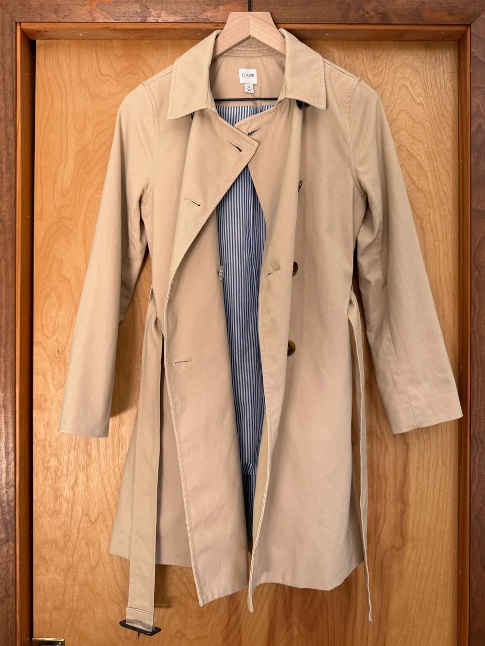 XS J. Crew Double-Breasted Trench Coat in Beige - Picture 5 of 16